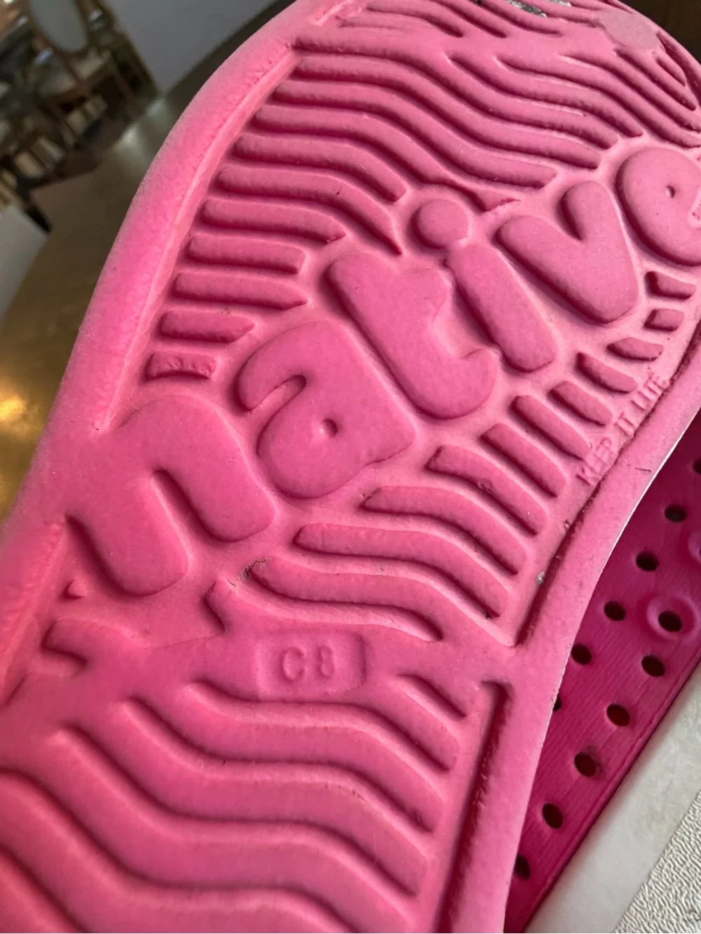 Native Kids Water Shoes — Bright Pink Slip-On with White Toe C8